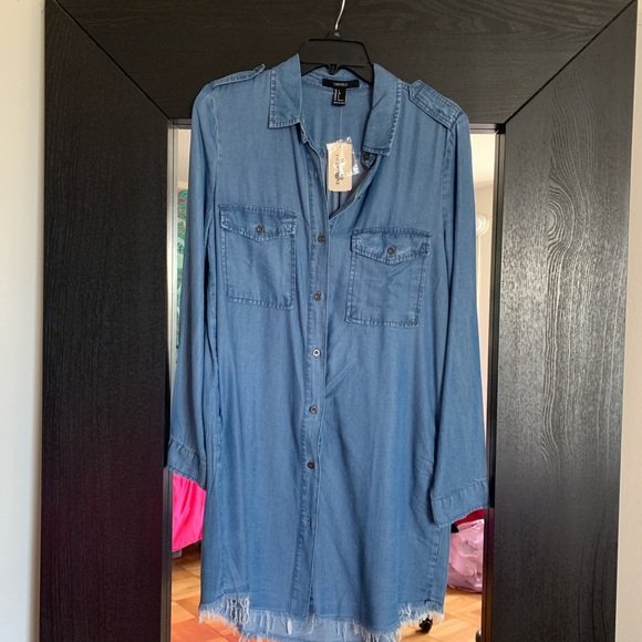 FOREVER 21 DENIM BUTTON DOWN DRESS - Picture 1 of 3